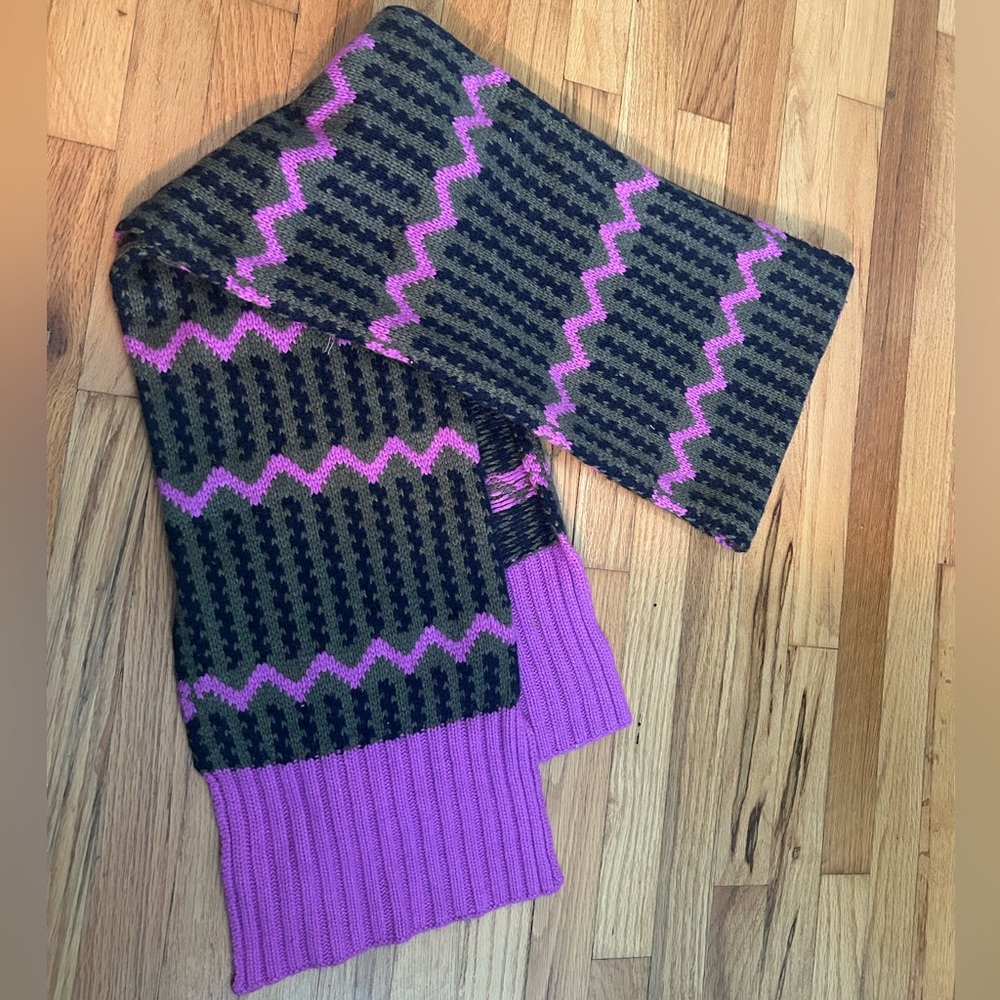 J. Crew Pink and Black Knit Scarf